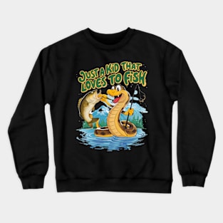 Whimsical Snake and Fish Crewneck Sweatshirt